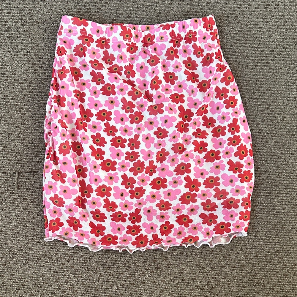 SHEIN Pink Floral Mini Skirt